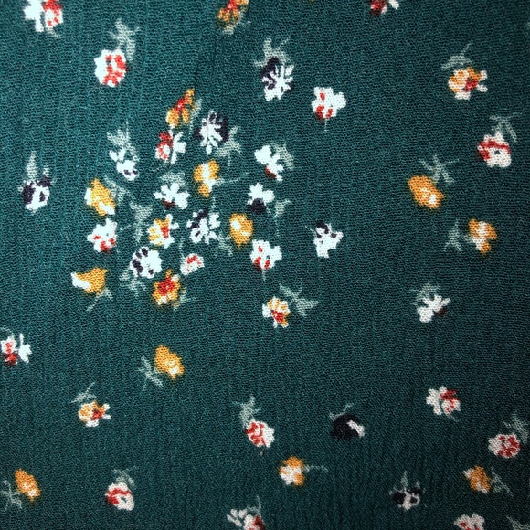 Deep Teal Floral Off the Shoulder Dress - Picture 2 of 3